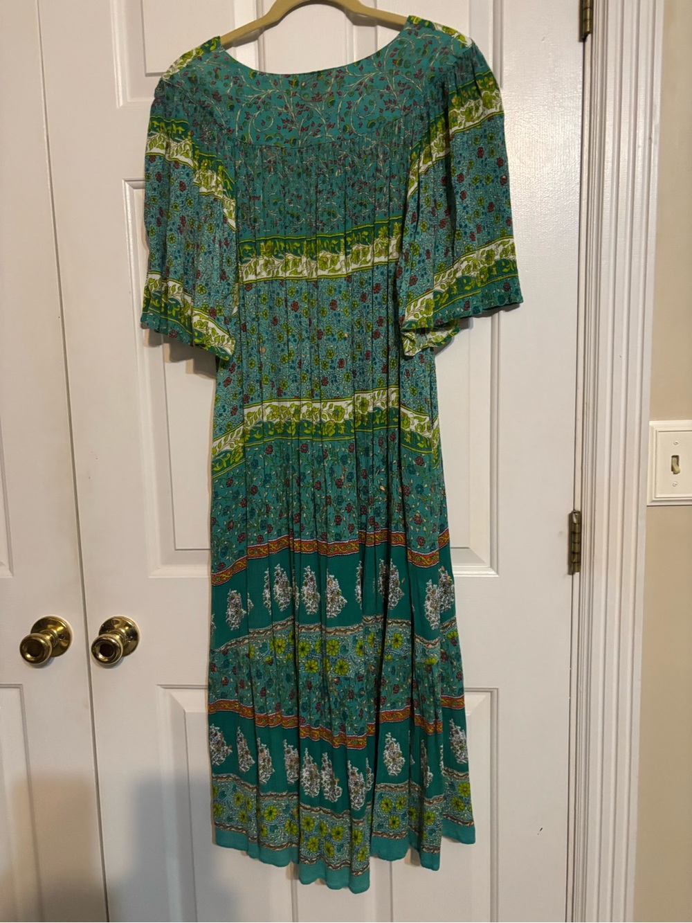 Saybury Boho Muu Muu medium Oversized Teal Green Floral Midi Dress - Picture 3 of 7